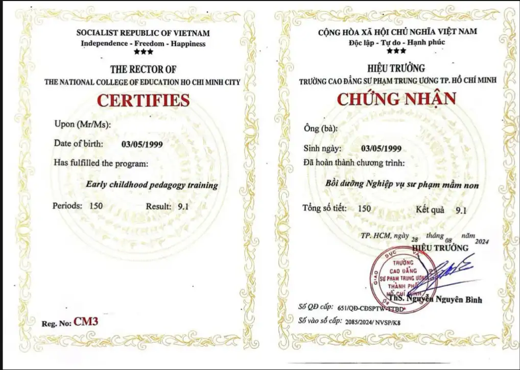 Chứng Chỉ Nghiệp Vụ Sư Phạm Mầm Non 2026