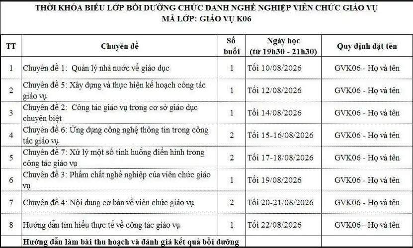 Chứng Chỉ Giáo Vụ Trường Học K5 Online 2026